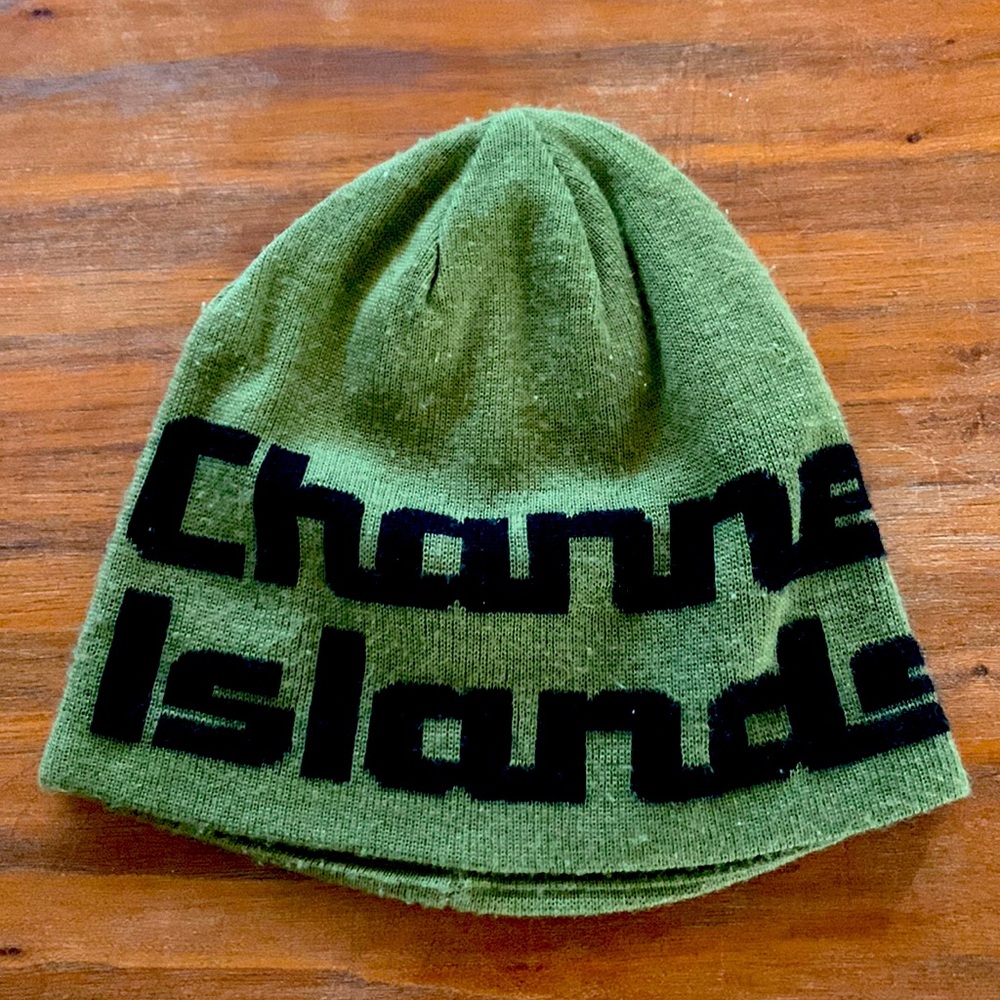 Channel Islands surfboards, knit winter hat, beanie, olive, like new